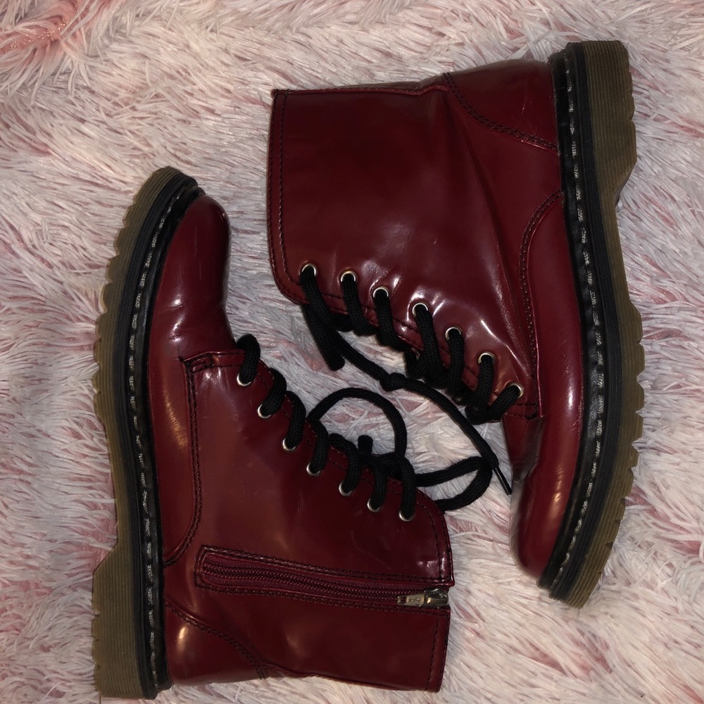 Cherry Red Combat Boots